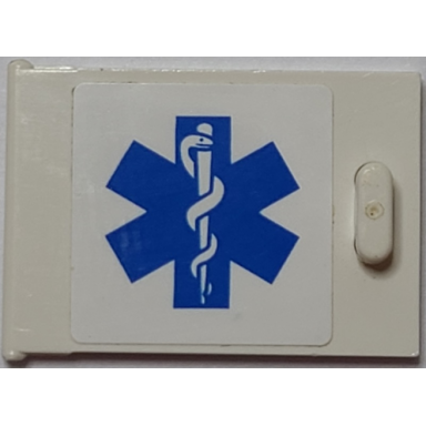 white container cupboard 2 x 3 x 2 door with emt star of life to left of handle pattern sticker - set 7902