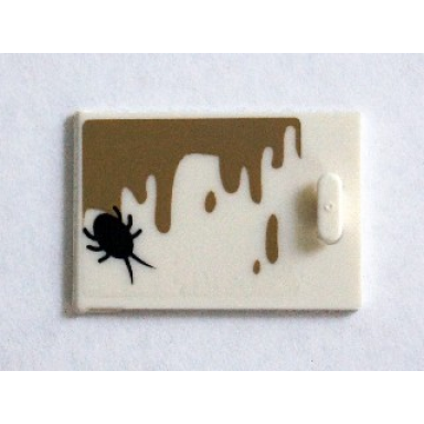 white container cupboard 2 x 3 x 2 door with dark tan drips and black insect pattern sticker - set 75904