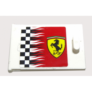 white container cupboard 2 x 3 x 2 door with checkered flag and ferrari logo pattern left sticker - sets 8144 8185