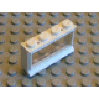 white window 1 x 4 x 2 with extended lip and solid studs with fixed glass