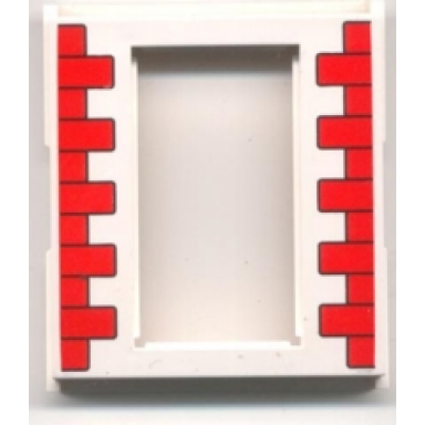 white door frame 2 x 8 x 8 with red bricks pattern