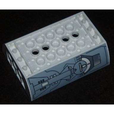 white slope curved 6 x 8 x 2 inverted double with sw star destroyer escape pod pattern on both sides stickers - set 6211