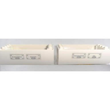 white slope curved 6 x 8 x 2 inverted double with light bluish gray hatches electrics water pneumatics and oil pattern stickers - set 7897