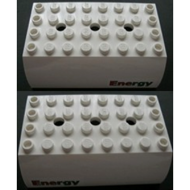 white slope curved 6 x 8 x 2 double with energy pattern both sides stickers - set 3180