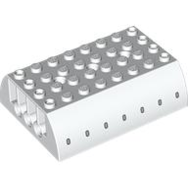 white slope curved 6 x 8 x 2 double with 7 silver oval airplane windows pattern on both sides