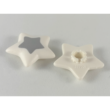 white clikits icon star 2 x 2 large with pin with silver star pattern
