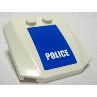 white wedge 4 x 4 x 2 3 triple curved with white police on blue background pattern sticker - set 7741