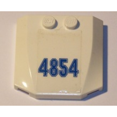white wedge 4 x 4 x 2 3 triple curved with number 4854 pattern sticker - set 4854