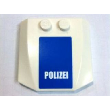 white wedge 4 x 4 x 2 3 triple curved with polizei white on blue pattern sticker - set 7741