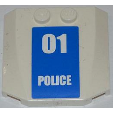 white wedge 4 x 4 x 2 3 triple curved with white 01 police on blue background pattern sticker - set 7744
