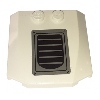 white wedge 4 x 4 x 2 3 triple curved with black dark gray grille pattern sticker - sets 4511 10158