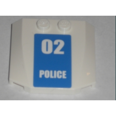 white wedge 4 x 4 x 2 3 triple curved with white 02 police on blue background pattern sticker - set 7744