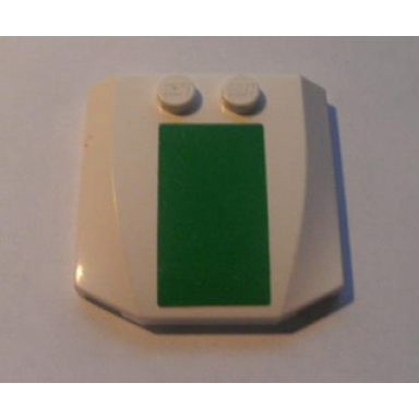 white wedge 4 x 4 x 2 3 triple curved with green thick stripe pattern sticker - sticker width 13mm - set 7236-1