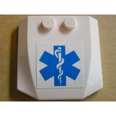 white wedge 4 x 4 x 2 3 triple curved with emt star of life pattern sticker - set 7902