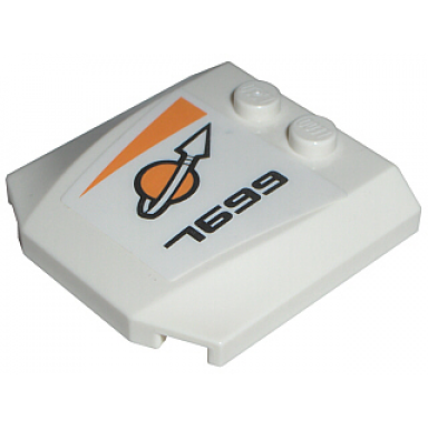 white wedge 4 x 4 x 2 3 triple curved with modified classic space logo and 7699 pattern model left sticker - set 7699