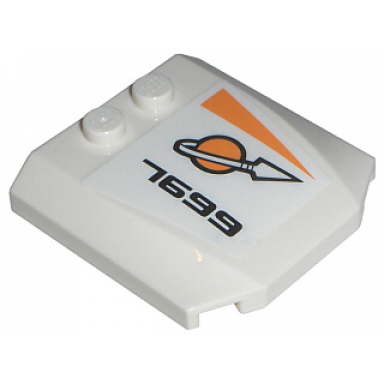 white wedge 4 x 4 x 2 3 triple curved with modified classic space logo and 7699 pattern model right sticker - set 7699