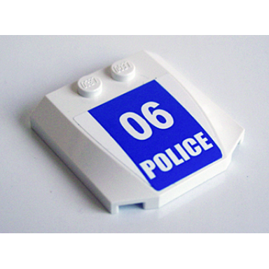 white wedge 4 x 4 x 2 3 triple curved with white 06 police on blue background pattern sticker - set 3661