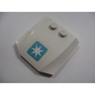 white wedge 4 x 4 x 2 3 triple curved with maersk star logo pattern sticker - set 10219