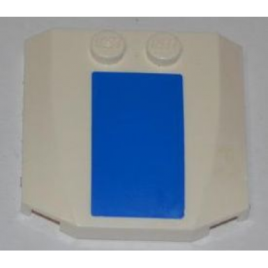white wedge 4 x 4 x 2 3 triple curved with blue thick stripe pattern sticker - sticker width 13mm - set 7236-2