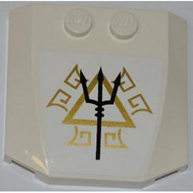 white wedge 4 x 4 x 2 3 triple curved with black trident and gold triangle and symbols pattern sticker - set 7985