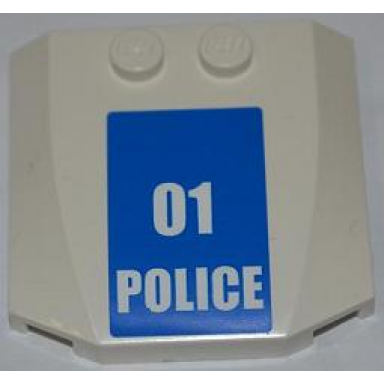 white wedge 4 x 4 x 2 3 triple curved with white 01 police small numbers on blue background pattern sticker - set 7498