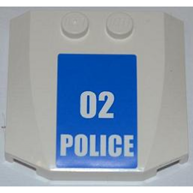 white wedge 4 x 4 x 2 3 triple curved with white 02 police small numbers on blue background pattern sticker - set 7498