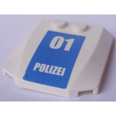white wedge 4 x 4 x 2 3 triple curved with white 01 polizei on blue background pattern sticker - set 7744