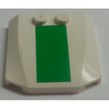 white wedge 4 x 4 x 2 3 triple curved with green thick stripe pattern sticker - sticker width 11mm - sets 7237