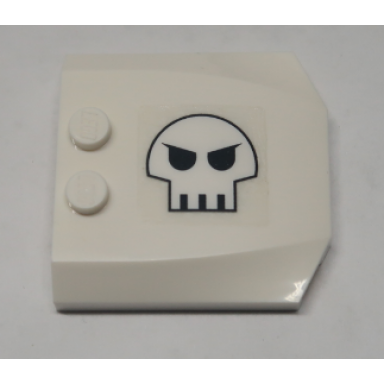 white wedge 4 x 4 x 2 3 triple curved with skull pattern model right side sticker - set 10192