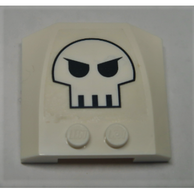 white wedge 4 x 4 x 2 3 triple curved with skull pattern sticker - set 10192