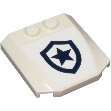 white wedge 4 x 4 x 2 3 triple curved with dark blue police star badge logo on white background pattern sticker - set 60273