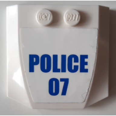 white wedge 4 x 4 x 2 3 triple curved with blue police and 07 pattern sticker - set 60143