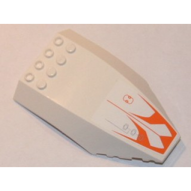 white windscreen 10 x 6 x 2 curved with orange pattern sticker - set 7649