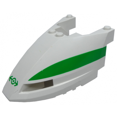 white train front 6 x 10 x 3 2 3 triple curved with green stripe and train logo pattern