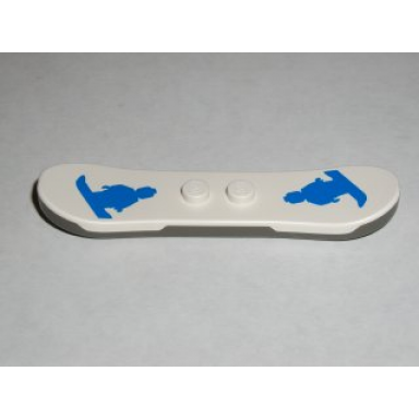 white minifigure utensil snowboard dark gray bottom with blue snowboarding minifigures pattern