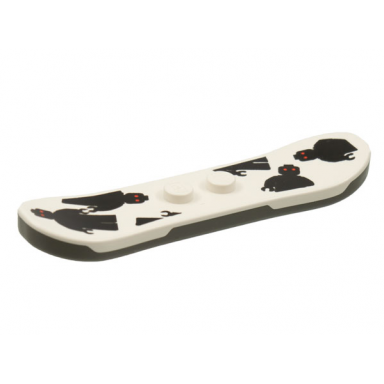 white minifigure utensil snowboard dark gray bottom with black minifigures with red eyes pattern