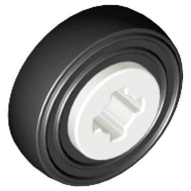 white wheel 8mm d x 6mm with black tire 14mm d x 4mm smooth small single 4624 3139