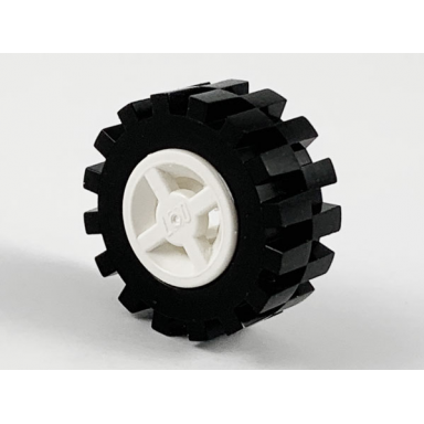 white wheel 8mm d x 6mm with black tire 15mm d x 6mm offset tread small 4624 3641