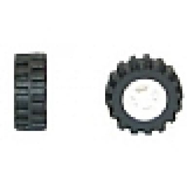 white wheel 8mm d x 6mm with black tire 15mm d x 6mm offset tread small - band around center of tread 4624 87414