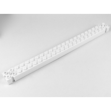 white brick modified 2 x 24 with peg at each end
