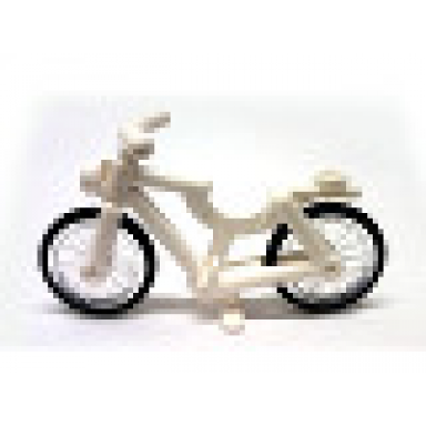 white bicycle with trans-clear wheels with molded black hard rubber tires 4719 92851pb01