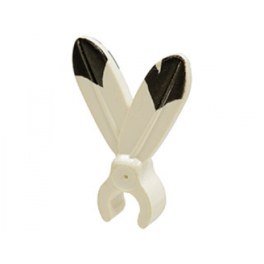white minifigure plume feathers with clip and black tip pattern