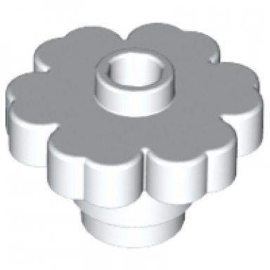 white plant flower 2 x 2 rounded - open stud