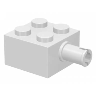 white brick modified 2 x 2 with pin and no axle hole