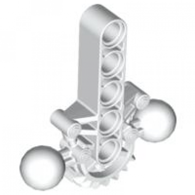 white bionicle hips lower torso with 2 ball joint and 7 tooth half gear