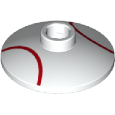 white dish 2 x 2 inverted radar with red baseball lines laces pattern
