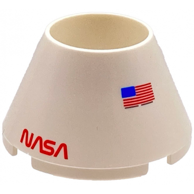 cone 4 x 4 x 2 hollow no studs with red nasa hatch black line and united states flags pattern