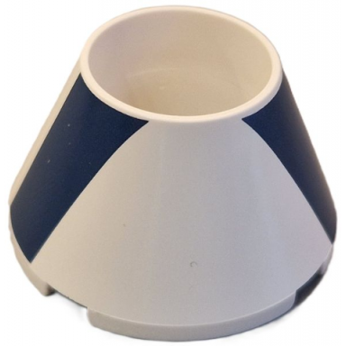 cone 4 x 4 x 2 hollow no studs with wide dark blue diagonal stripes pattern