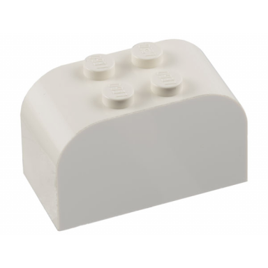white slope curved 4 x 2 x 2 double with 4 studs