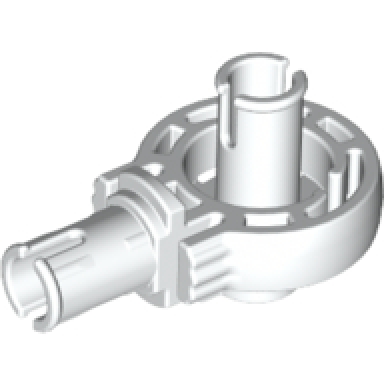 white technic rotation joint ball loop with 2 perpendicular pins with friction